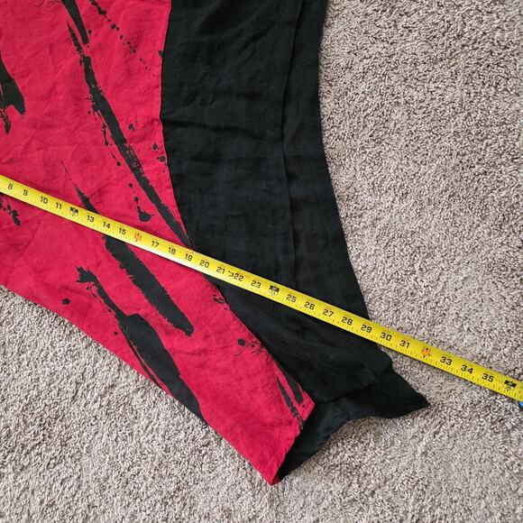 Mara Gibbucci Tunic Blouse Med Red Lagenlook Asymmetrical Linen Sleeveless Boho - Picture 8 of 9